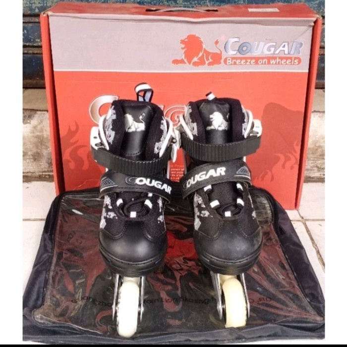 Terlaris Sepatu Roda Cougar Inline Skate Ban Full Karet Free Deker