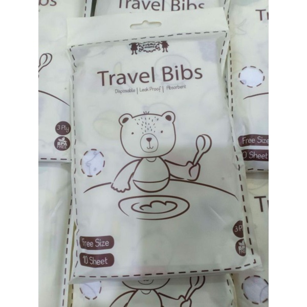 petite mimi travel disposable baby bib slaber celemek sekali pakai isi 10 lembar