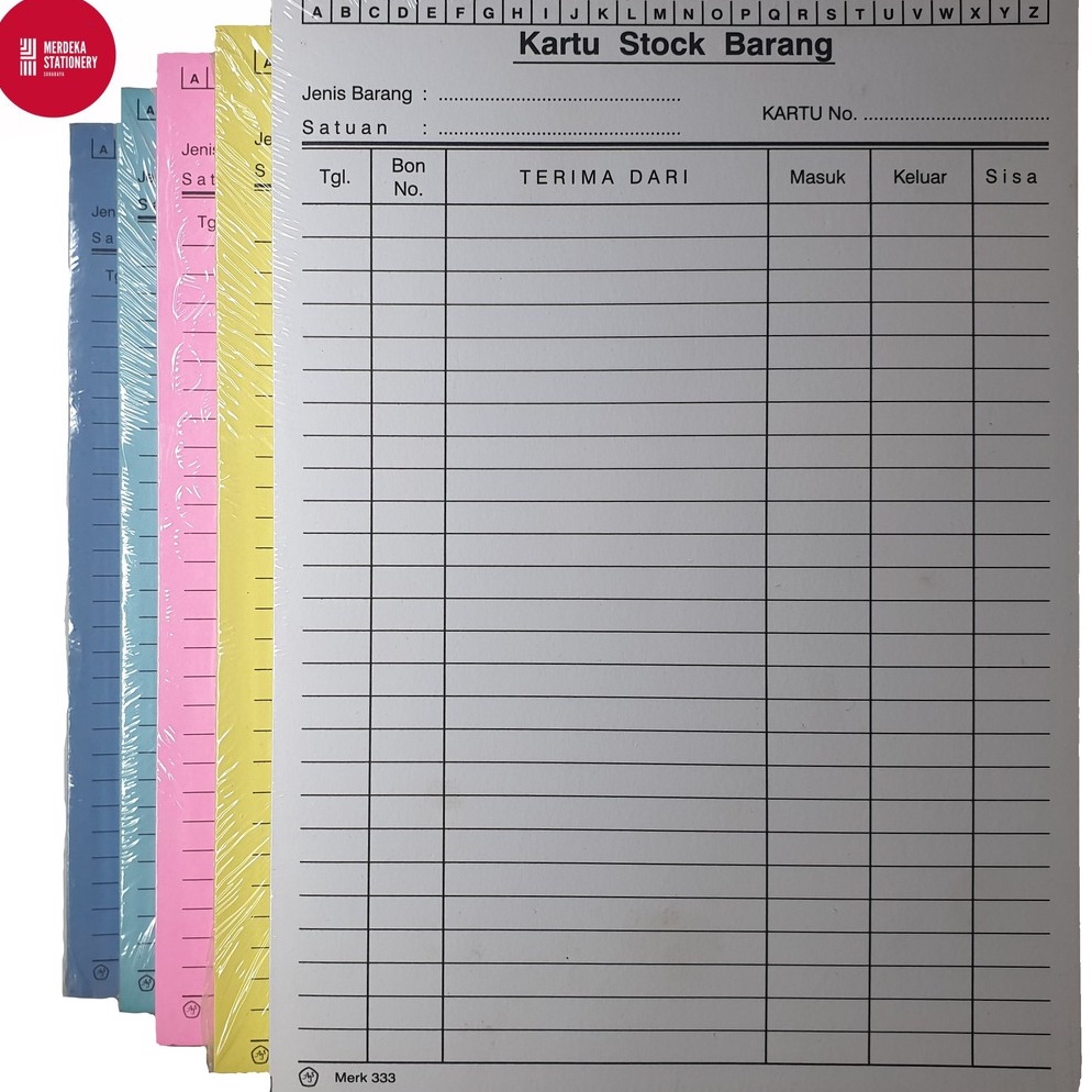 

Kemasan Baru.. (ISI 100)Kartu Stock/Stok Barang Ukuran 1/2 Folio 333(PUTIH/KUNING/MERA/HIJAU/BIRU) R8K