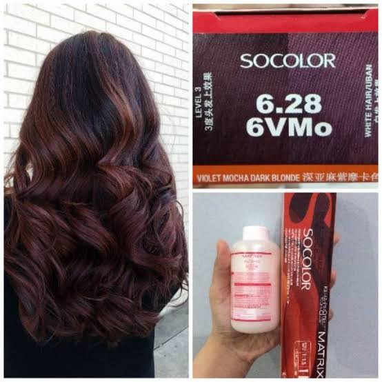 paket cat matrix socolor 6.28 6Vmo violet mocha dark blonde + oxidant