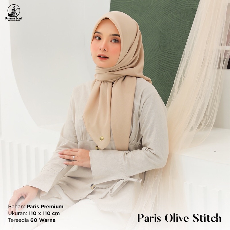 Agen Supplier Grosir Hijab Umama Paris Olive Stitch Jilbab Murah Jilbab Segiempat Polos Terlaris