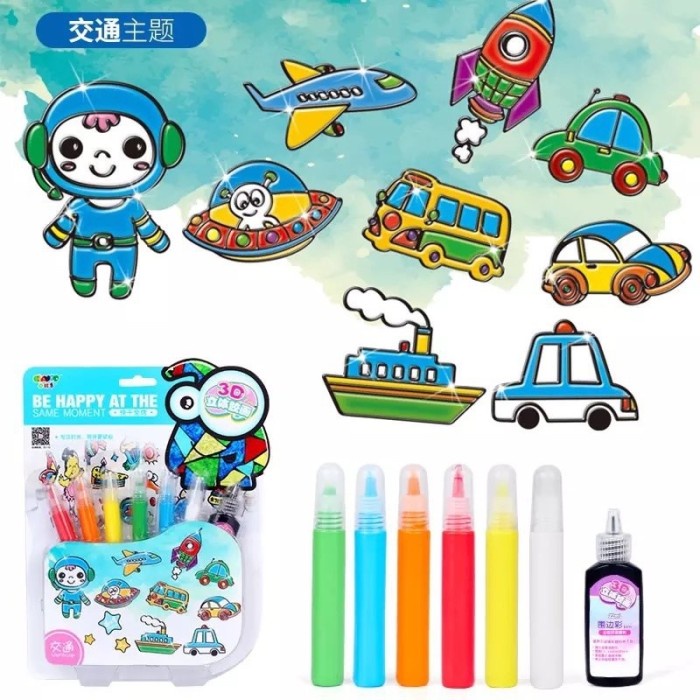 

Best Seller Big Size Jumbo Mainan Anak Import 3D Instant Sticky Art Warna Sticker