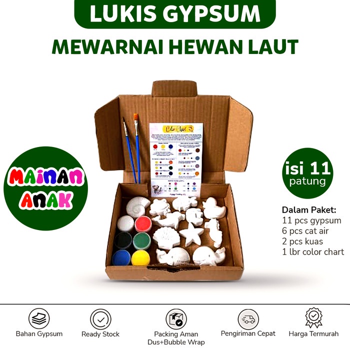 

Best Seller Paket Lukis Patung Gypsum Mewarnai Hewan Laut Painting Gypsum Anak
