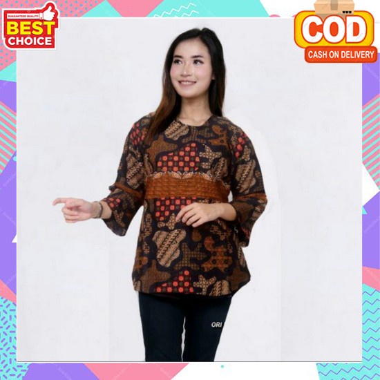 Baju Batik Kekinian Blouse Dewasa Casual Atsan Cewek Formal Batik Model Terbaru Kemeja Wanita Formal