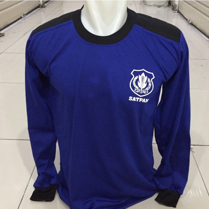 Terlaris Kaos Satpam/Security Biru Lengan Panjang