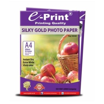 

Terlaris Kertas Foto E-Print Silky Gold A4 260 Gsm