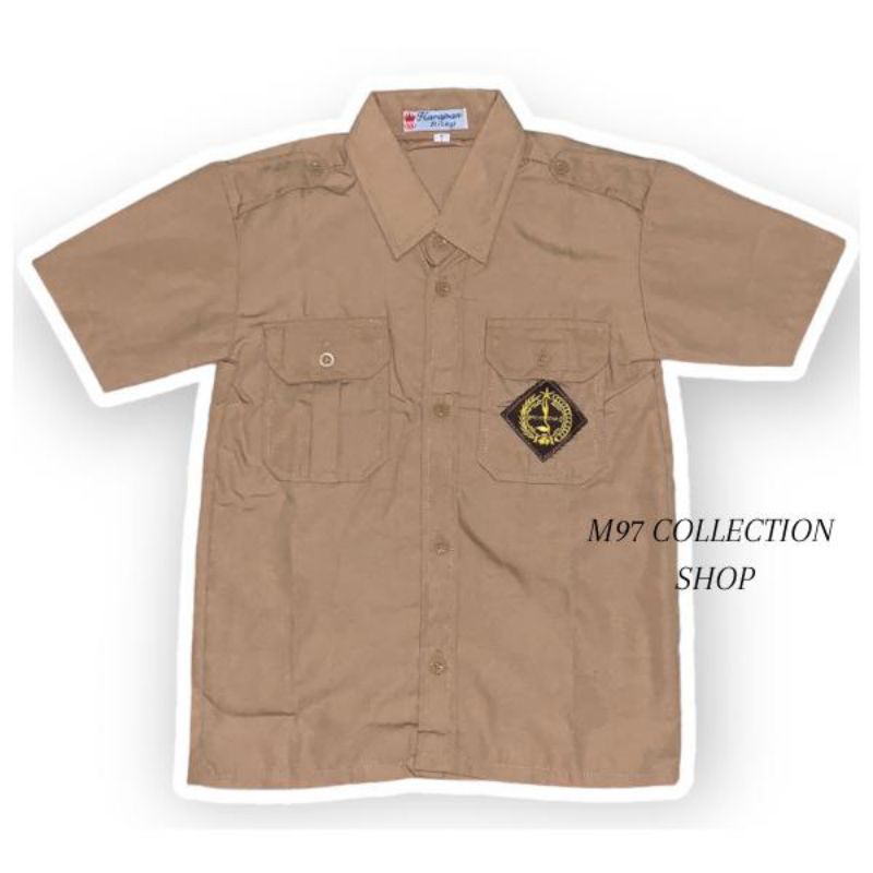 Baju Pramuka Lengan Pendek Laki Coklat Seragam Sekolah SD SMP SMA Cowok Pramuka Penggalang - baju se