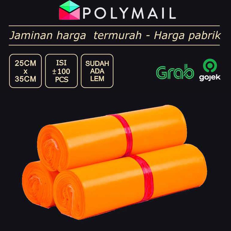 

➡Terlaris☈ HJZDL POLYMAILER ±100PCS 25x35CM ORANGE GLOSSY PLASTIK PACKING T77 Ready Stok