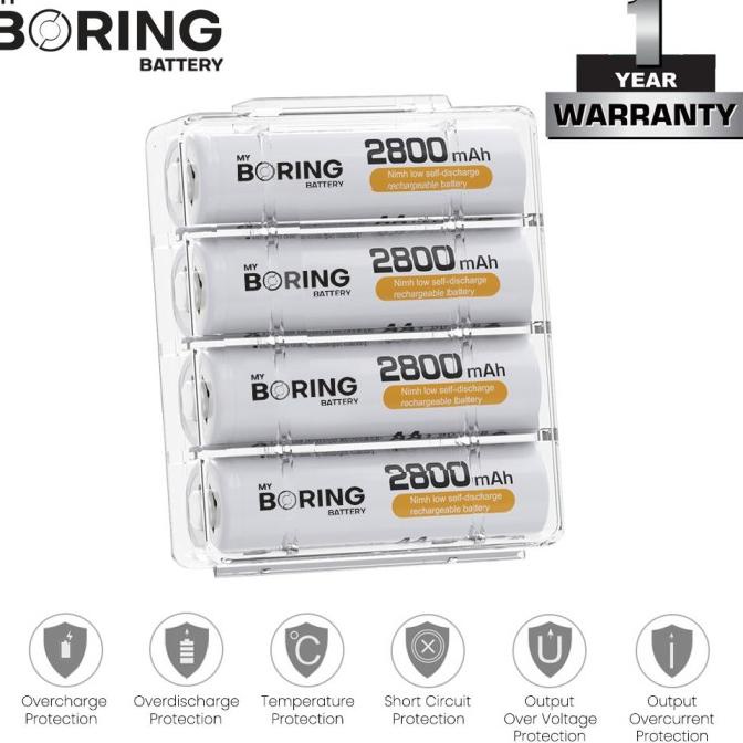 My Boring Batery AA 2800 mAh 4 Pack High Power Baterai AA Rechargeable Termurah