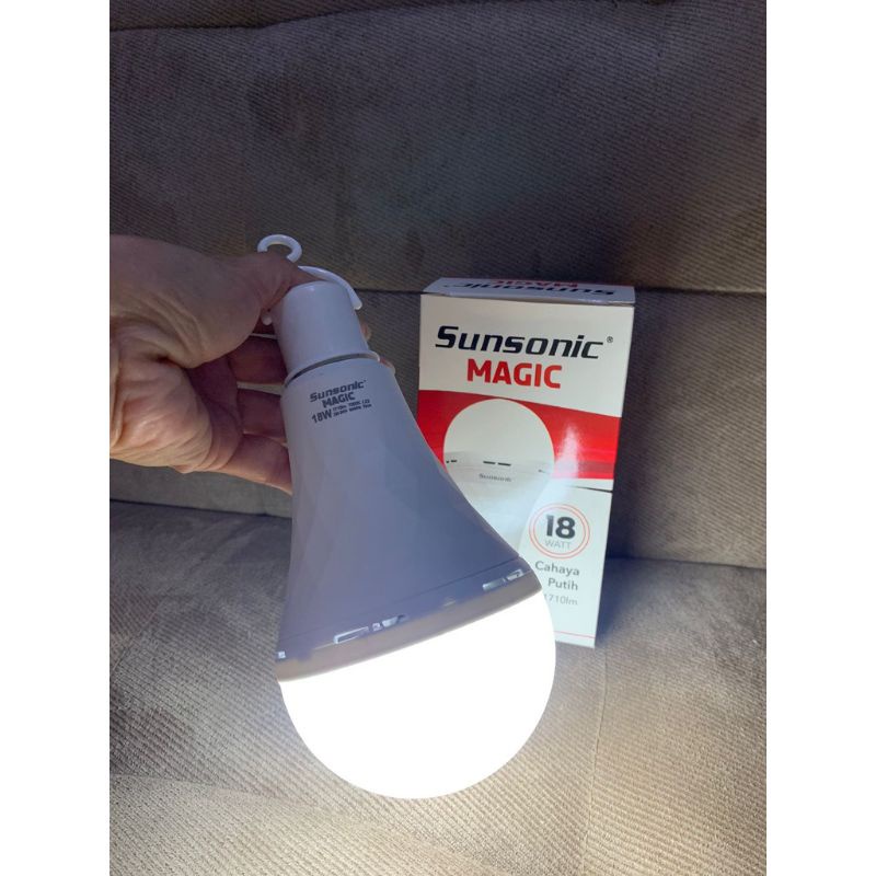 Lampu Bohlam Emergency Magic Sunsonic Led 18 Watt 18w Putih Terang