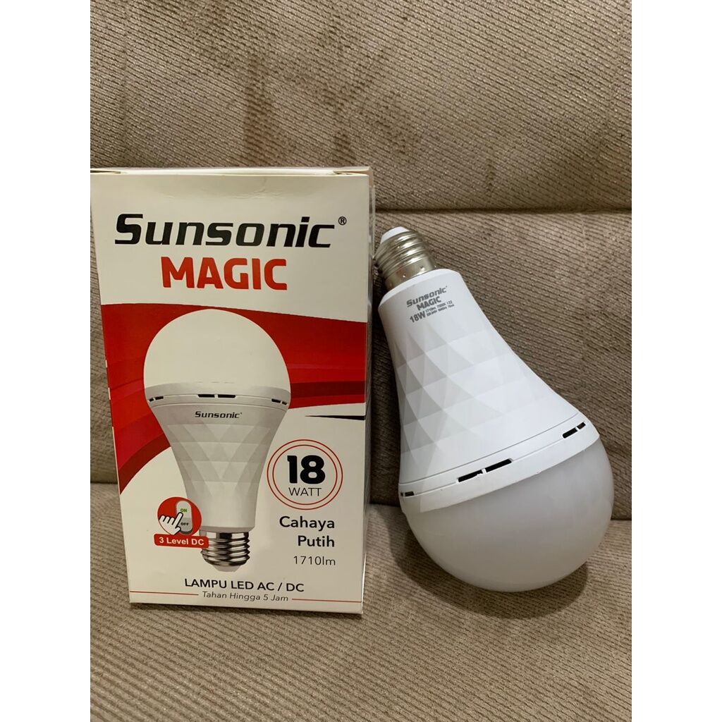 Lampu Bohlam Emergency Magic Sunsonic Led 18 Watt 18w Putih Terang