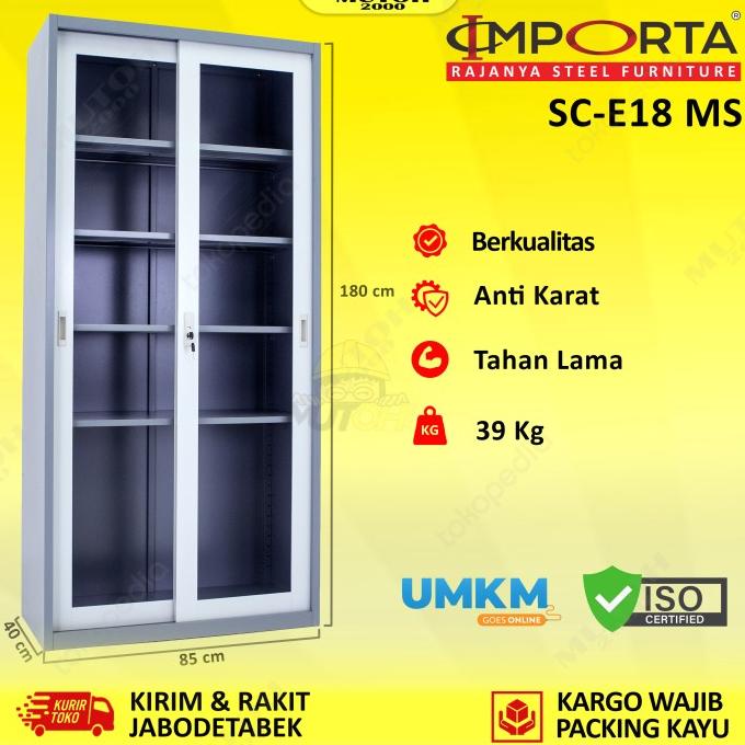 

New Sale Importa Sc-E18 Bt/Ms Lemari Arsip Besi Pintu Sliding Kaca Stok Terbatas