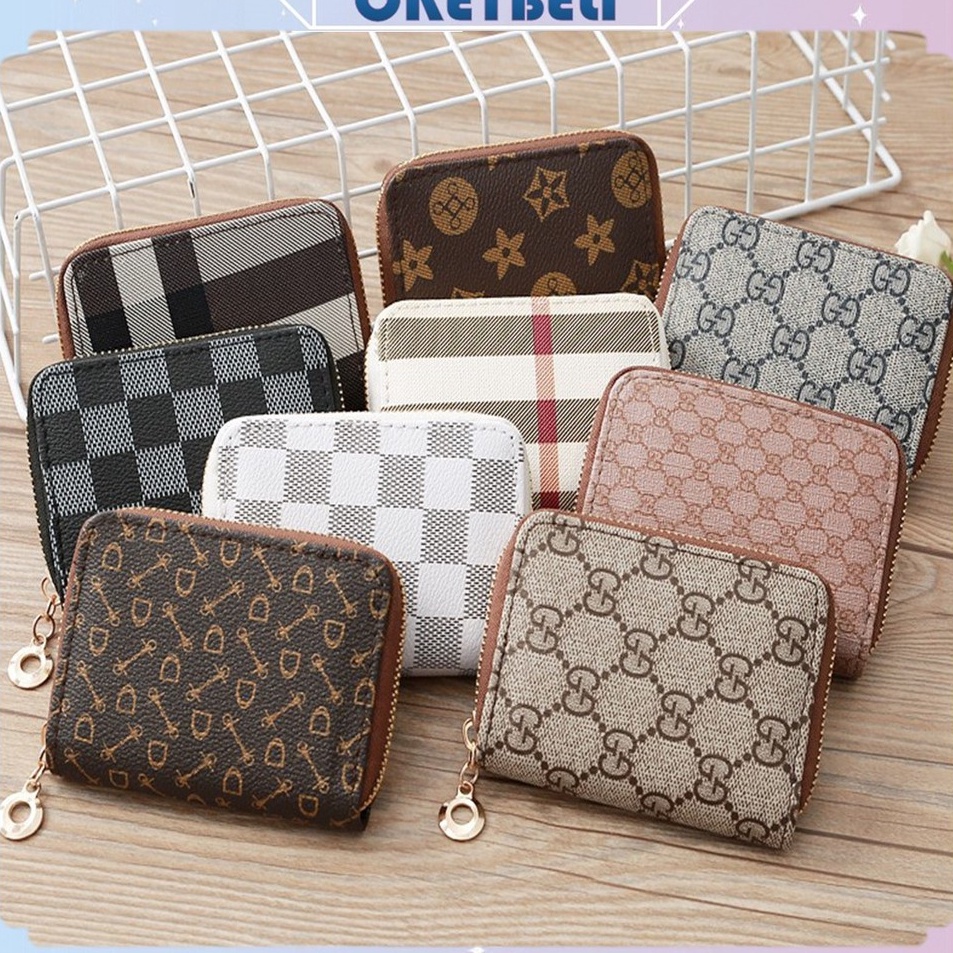 Ready Stok  •OKEY BELI•DL070 Dompet Kartu Kulit Mini Dompet Motif Resleting kartu koin wanita Mini /