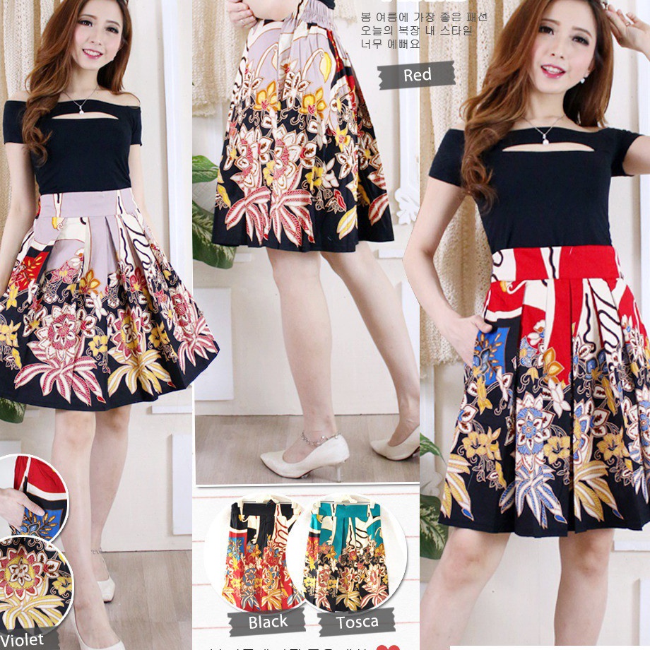 ORIGINAL% TERLARIS | Rok Batik Pendek / Rok Batik Wanita / Rok Pendek Batik Bahan Katun