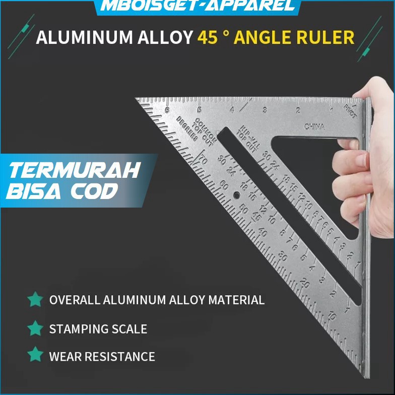 

LL7 MBOISGET - Taffware Penggaris Siku Mistar Triangle Ruler Aluminium - VK18 - Gray Promo ╯▔〔