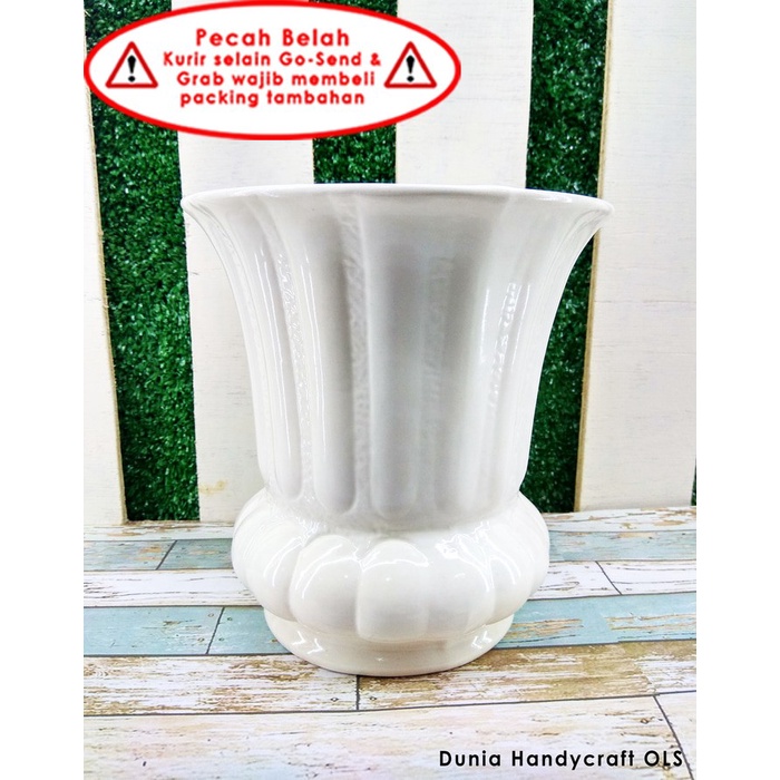 Vas / Pot Bunga Keramik Labu Rumbai Kaki Kecil