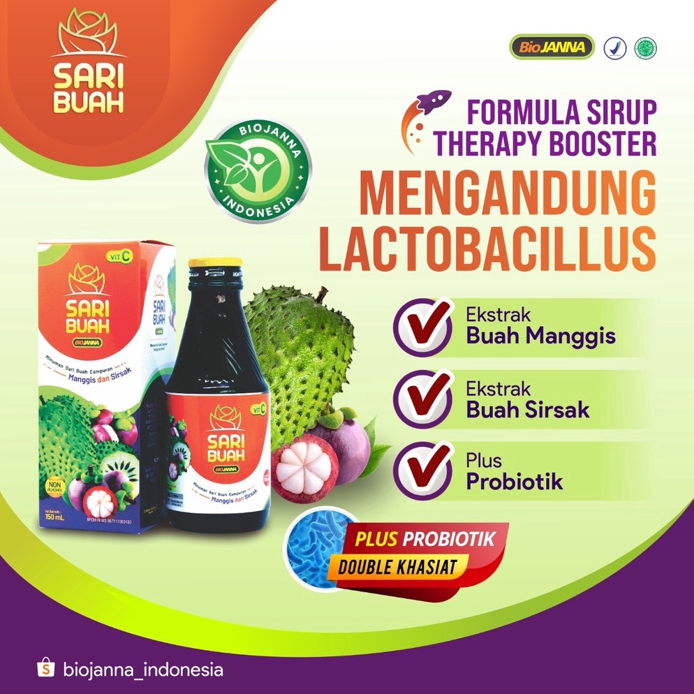 

Diskon SARI BUAH PROBIOTIK SARI BUAH BIOJANNA SARI MANGGIS EKSTRAK MANGGIS ISI 150ml DLH