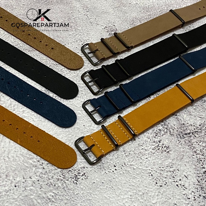 Strap Tali Jam Tangan Nato Zulu Bahan Kulit Suede Leather Strap