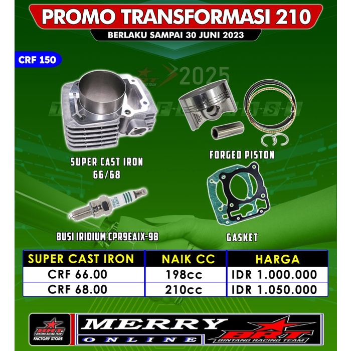 Terlaris Pistonku Promo 210 Paket Bore Up Brt Blok Crf 150 Cbf Verza Megapro Mono 66& 68