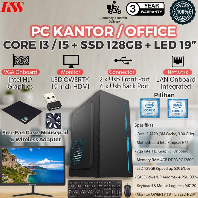 [Baru] Komputer/PC Rakitan Core i3 Untuk kantor Siap Pakai
