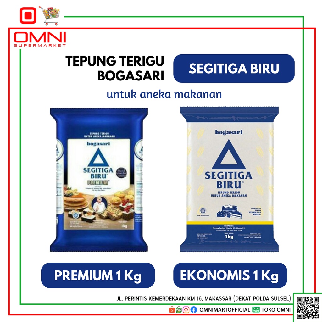 

Tepung Terigu Segitiga Biru Premium dan Ekonomis 1 Kg