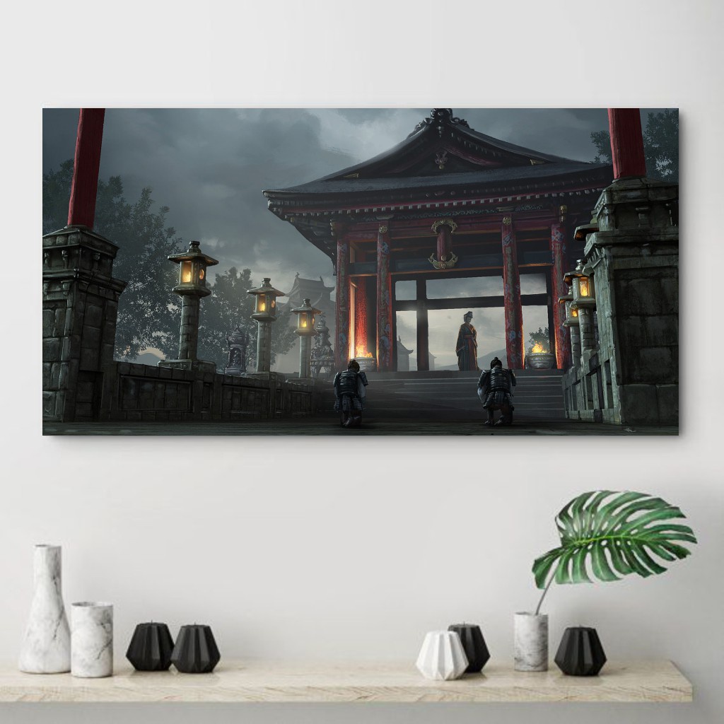 Poster Kayu "Samurai Warrior Scenery" Ukuran 90cm x 40cm