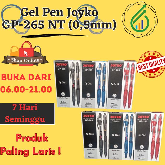 

Grosir 1 Pack Gel Pen Pulpen Joyko Gp-265Nt Q3 Gel 0.5Mm /Isi 12Cs