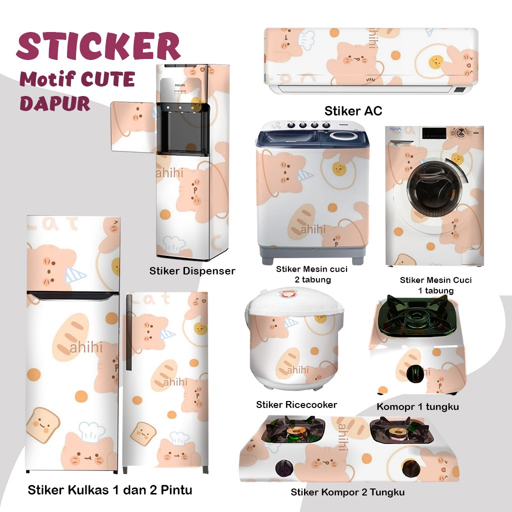 Stiker Stiker Stiker kulkas kompor mesin cuci 1 2 pintu tabung mata Rice Cooker Dispenser Ac Motif