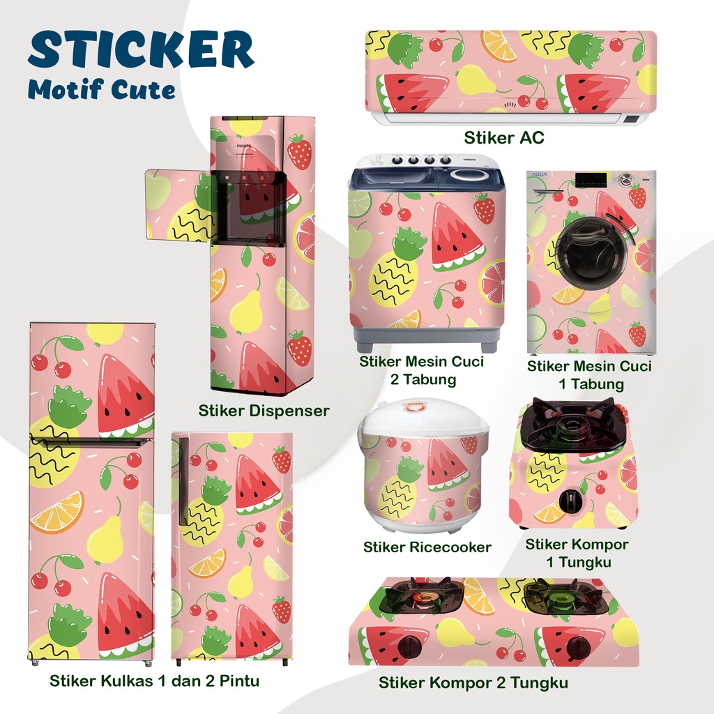 Stiker Kulkas 2 pintu 1 pintu / stiker kompor 2 tungku 1 tungku / stiker mesin cuci 2 tabung 1 tabun