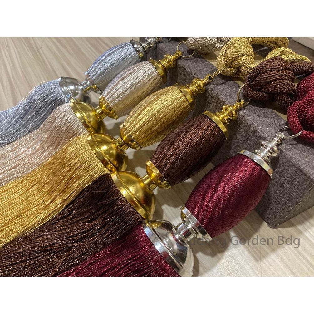 Terbaru Tassel Tali Gorden Minimalis Rumbai Mewah Cream Coklat Silver Maroon Erp