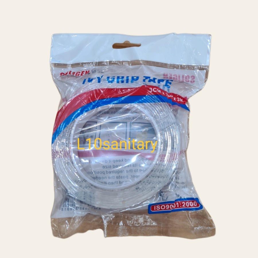 

Double Tape BENING SOLIGEN / Double Tape Transparan / Ivy Grip Tape 3 Meter x 3cm SOLIGEN