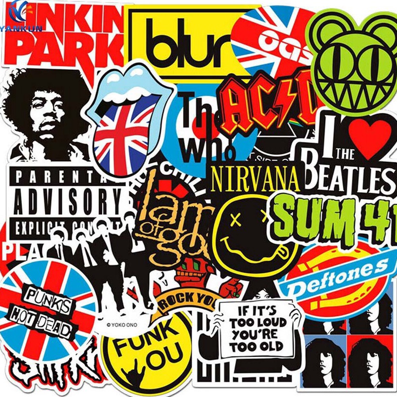 

[KODE PRODUK VJ0K05435] 50 PCS Stickers Rock Band Punk Music Heavy Metal Bands Laptop HP MOTOR HELM