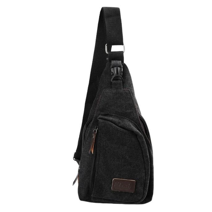Tas Slempang Pria Import Kanvas Militer - Hitam