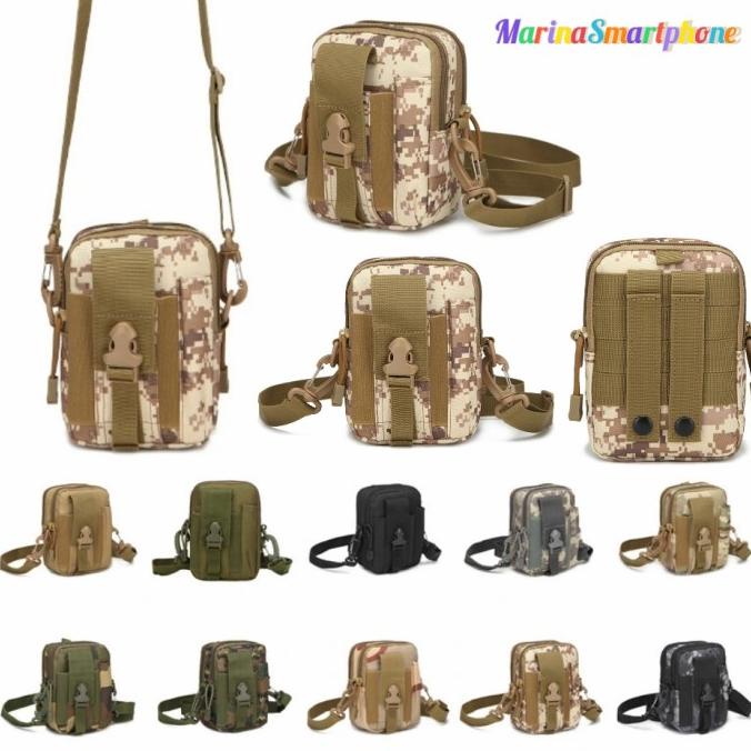 Tas Selempan Tactical Army Pria Dompet Kanvas Pouch HP Travel Outdoor