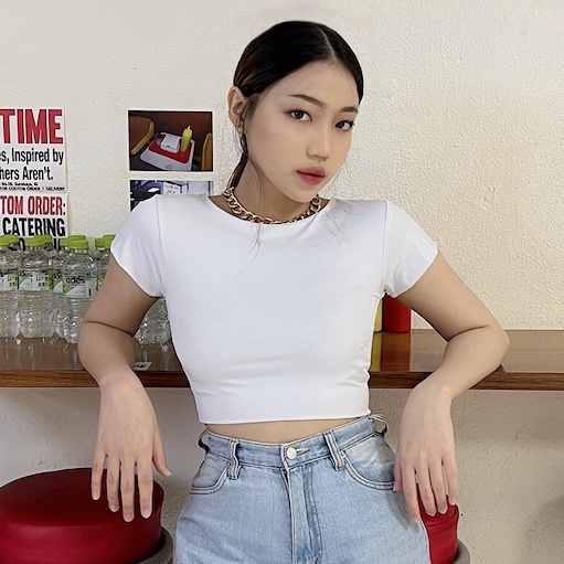 imgx -90 MODAVIE - LIV CROP TOP Baju Wanita Crop Top Korea Crop Tee STL