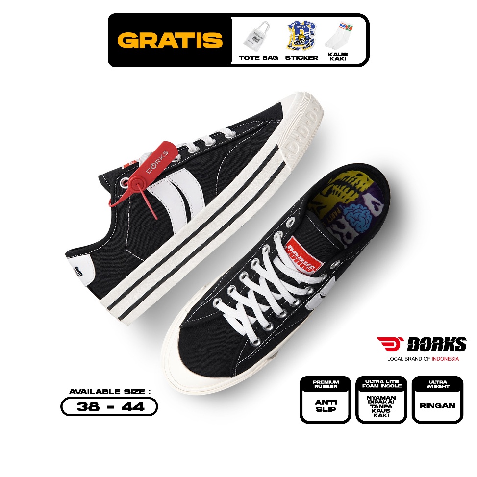 Harga Termurah DORKS - Metro Low Black Sepatu Sneakers Casual Pria
