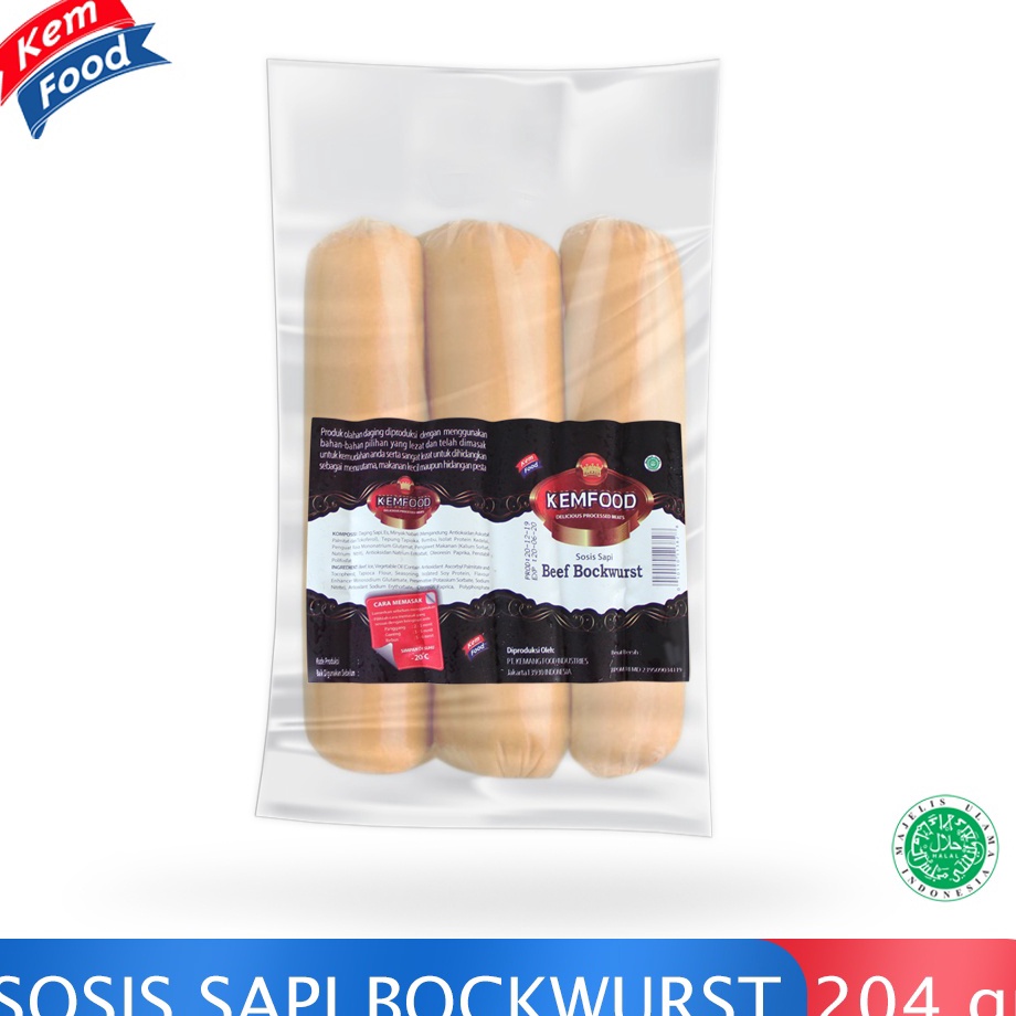 

【F⚡ASH SALE✅】 Kemfood Beef Bockwurst - Sosis Sapi Jumbo 204 gr