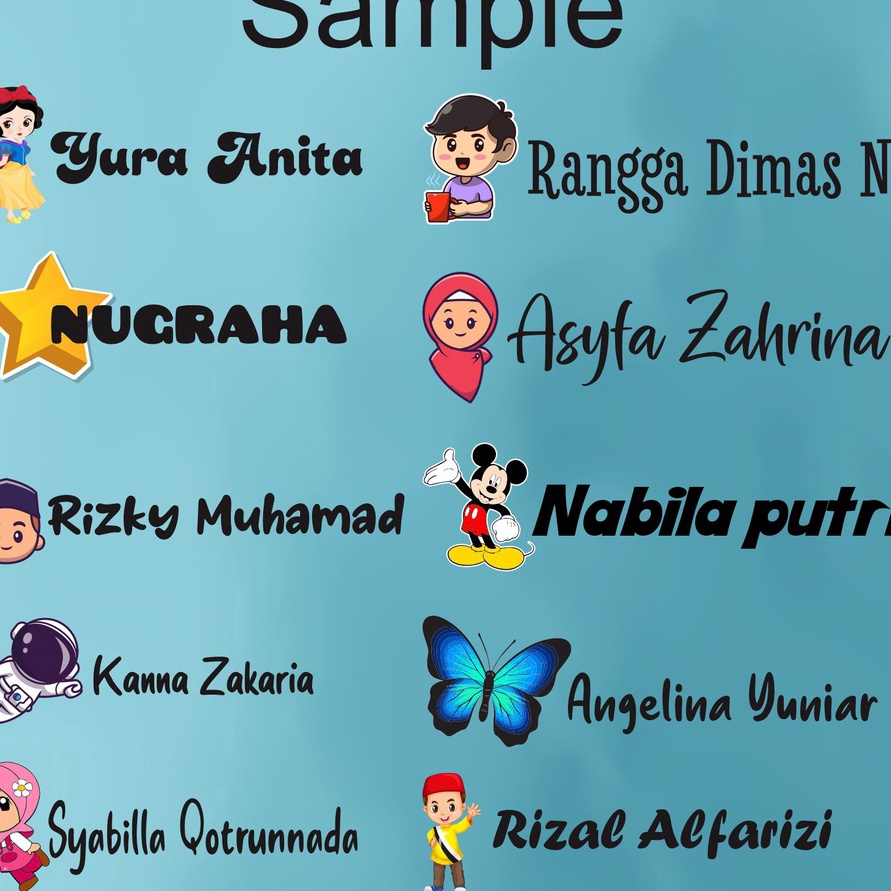

TLFH5595㊰ Stiker Nama Kain Karakter di Label Baju Stiker Nama Sablon Stiker Nama Custom Tinggal Setrika Anti Luntur ㊔