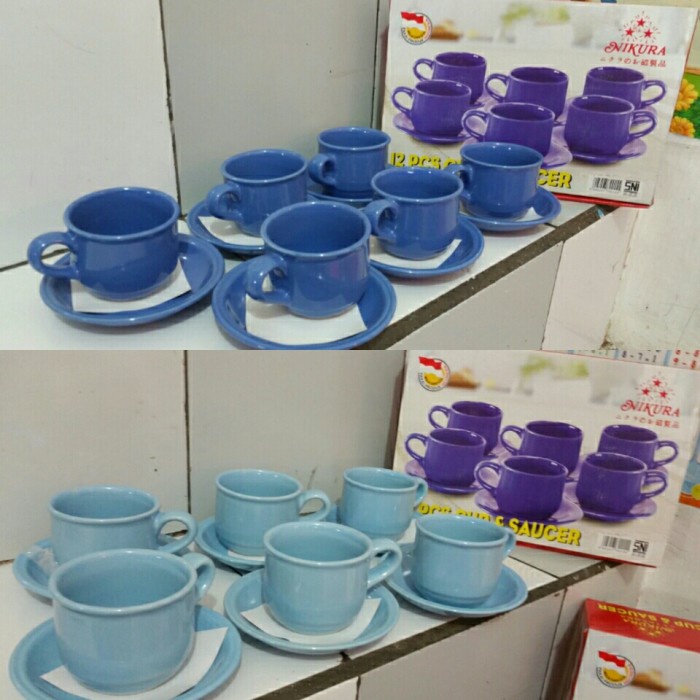 cangkir set keramik 12 pcs nikura/gelas kado/cangkir teh