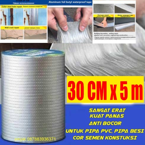 

Terlaris Lakban Aluminum Foil Tape Waterproof Atap Besi Super Kuat 30Cm X 5M