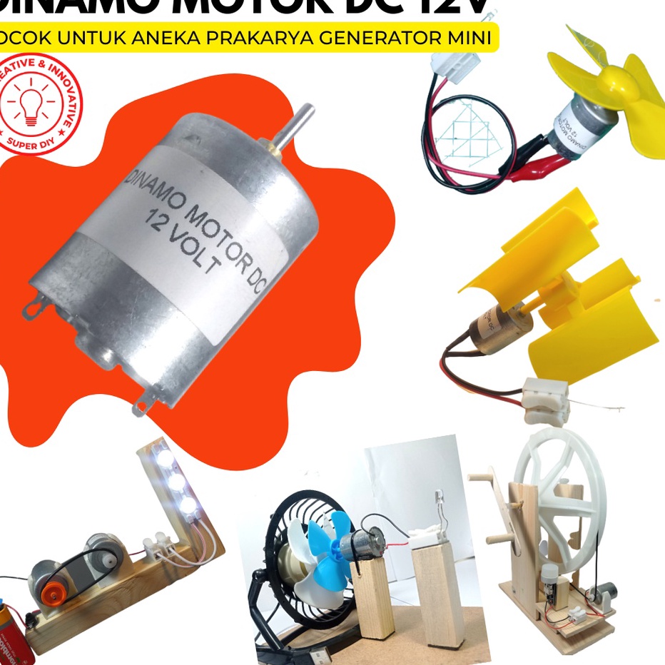 ❉Stock Banyak B07EP DINAMO MOTOR DC 12 VOLT UNTUK GENERATOR MINI SEDERHANA PRAKTIKUM PRAKARYA DAN DI