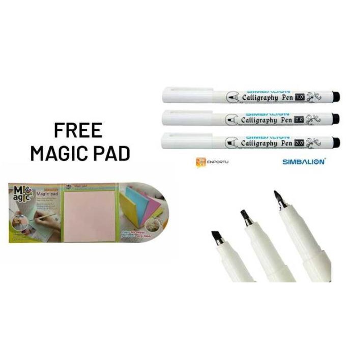 

Terlaris Simbalion Calligraphy Pen Set 3 Ukuran (1,2,3) FREE Memo Magic Pad SALE