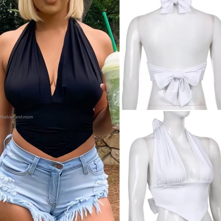 [KODE PRODUK HS6VF4454] halter top bigsize S-XXL swimsuit backless sexy V neck summer spring style j