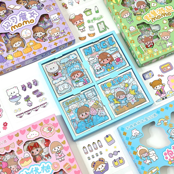 

TWZX3696㊖ Stiker 2D 100 Lembar Sticker Momo Kartun Korea Lucu Anti Air Water Proof MOMO ASLI ㊬