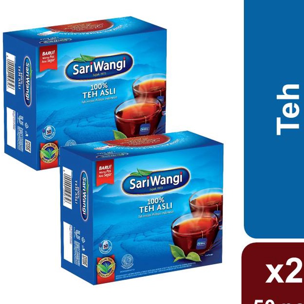 

QLBJ3888㊯ Sariwangi 100% Teh Hitam Asli Teh Celup Membantu Kesehatan Jantung* 1.85G isi 50 x2 ㊍