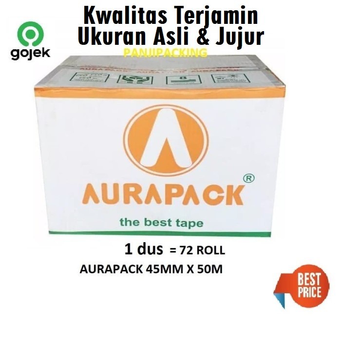 

Terlaris Lakban Aurapack 1 Dus Bening/ Coklat 45 Mm X 50M 72 Roll Murah Terbaik