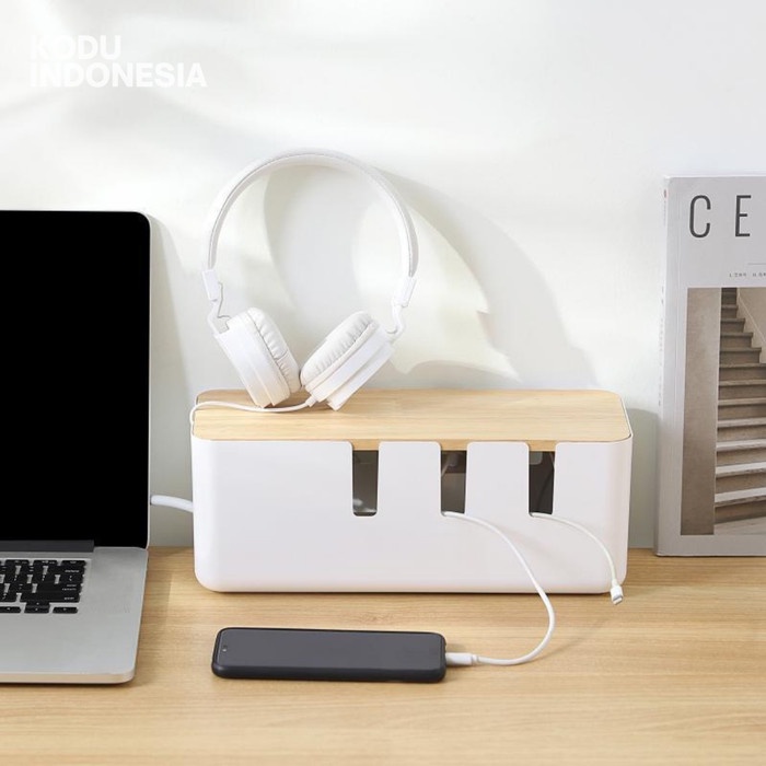 

Kotak Organizer Kabel Scandinavian Penyimpanan Kabel dengan Tutup Kayu