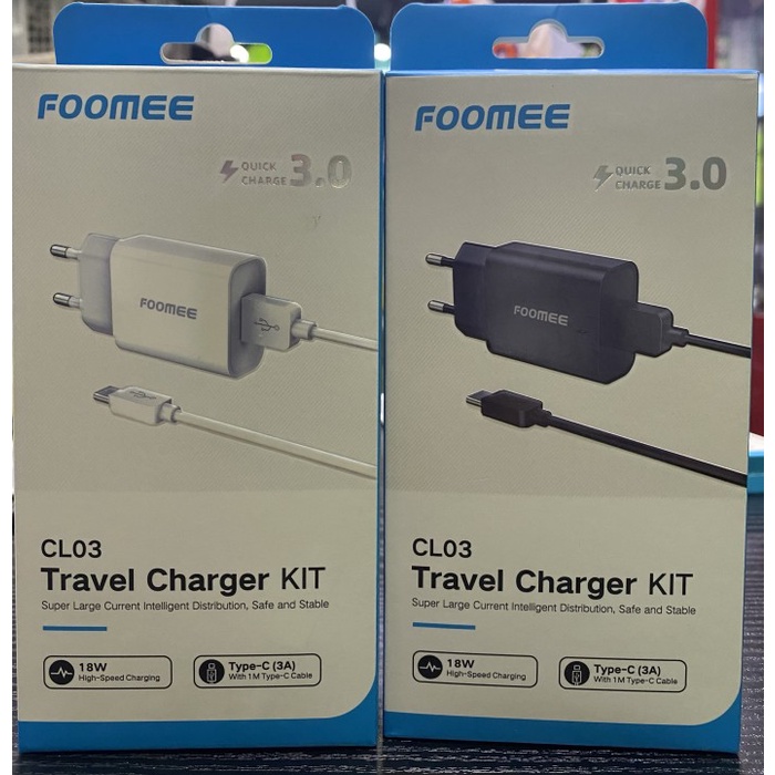Terlaris Foomee Cl03 Travel Charger Foomee Cl03 18W + Cable Type-C 3A