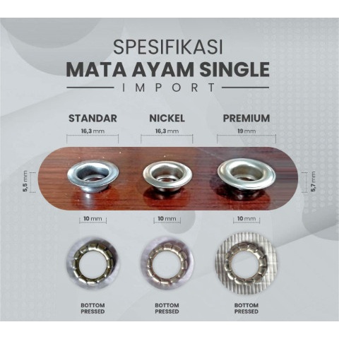 

Terlaris Mata Ayam Single Ring (Tanpa Ring Belakang) Ukuran 24 (10 Mm) Import