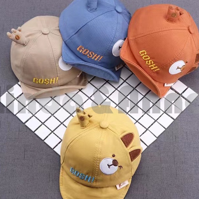 TSNW3920㊰ Topi Fashion Bayi dan Anak GOSH BEAR Baby Hat - Topi bayi GOSH Bear Beruang Lucu Bordir Im